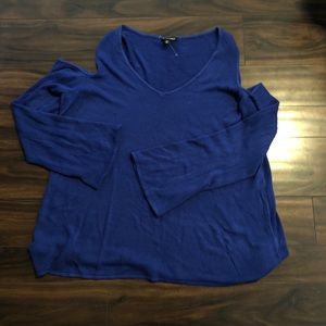 Roz & Ali Women Blue Cold Shoulder Flare Sleeve